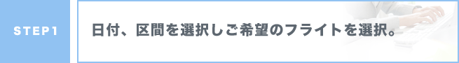 日付、区間を選択しご希望のフライトを選択。